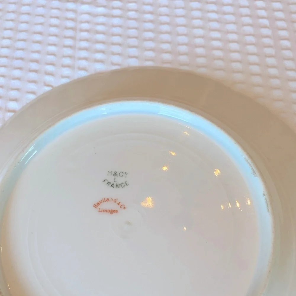 Antique China Limoges Pink and Green Floral 12 Saucers for your tea cups